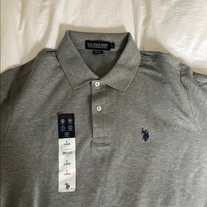 U.S. Polo Assn. Gray Polo Shirt Classic Knit Design